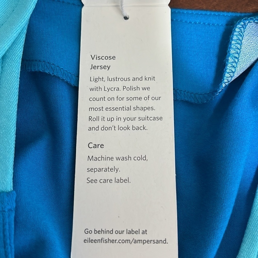 Eileen Fisher Square Neck Dress Women's M/L Turquoise Blue Colorblock New - Picture 5 of 13